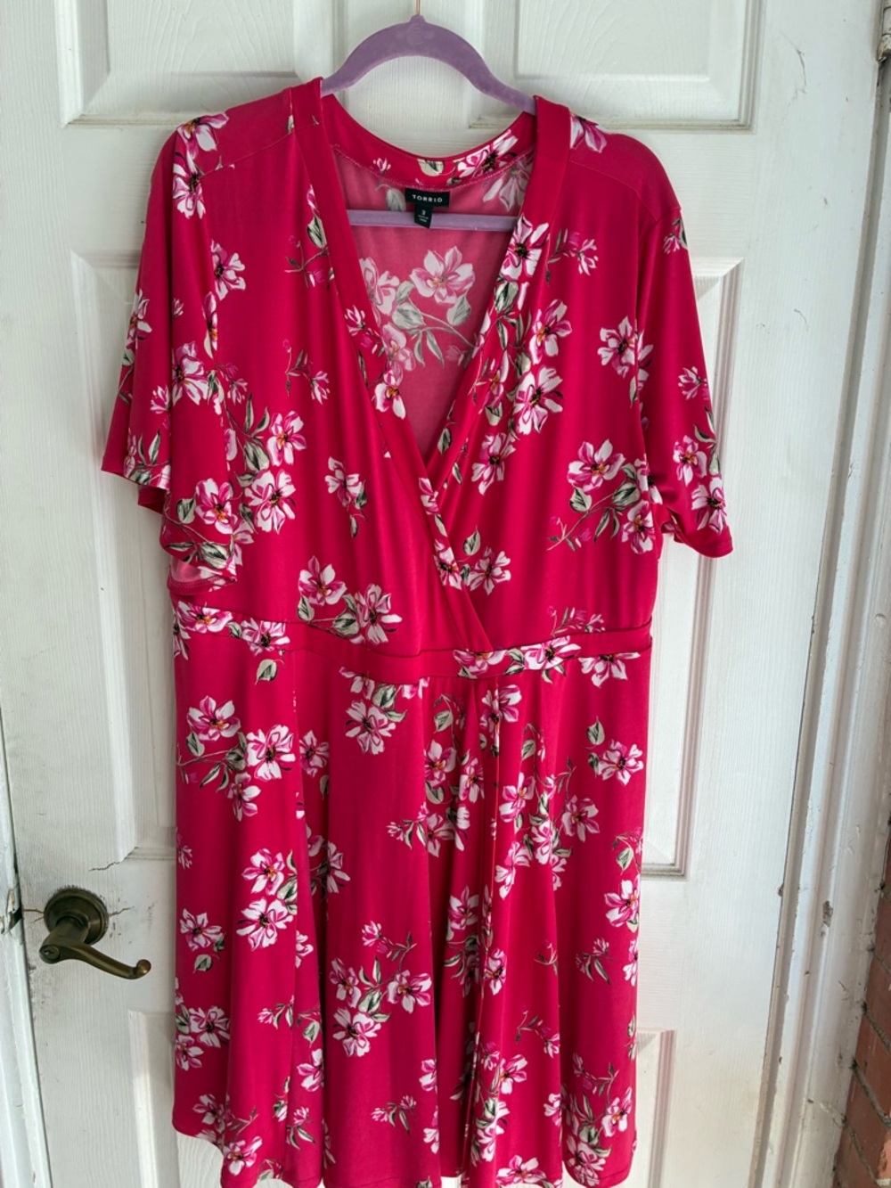 torrid Hot Pink Floral Wrap-Style Midi Dress